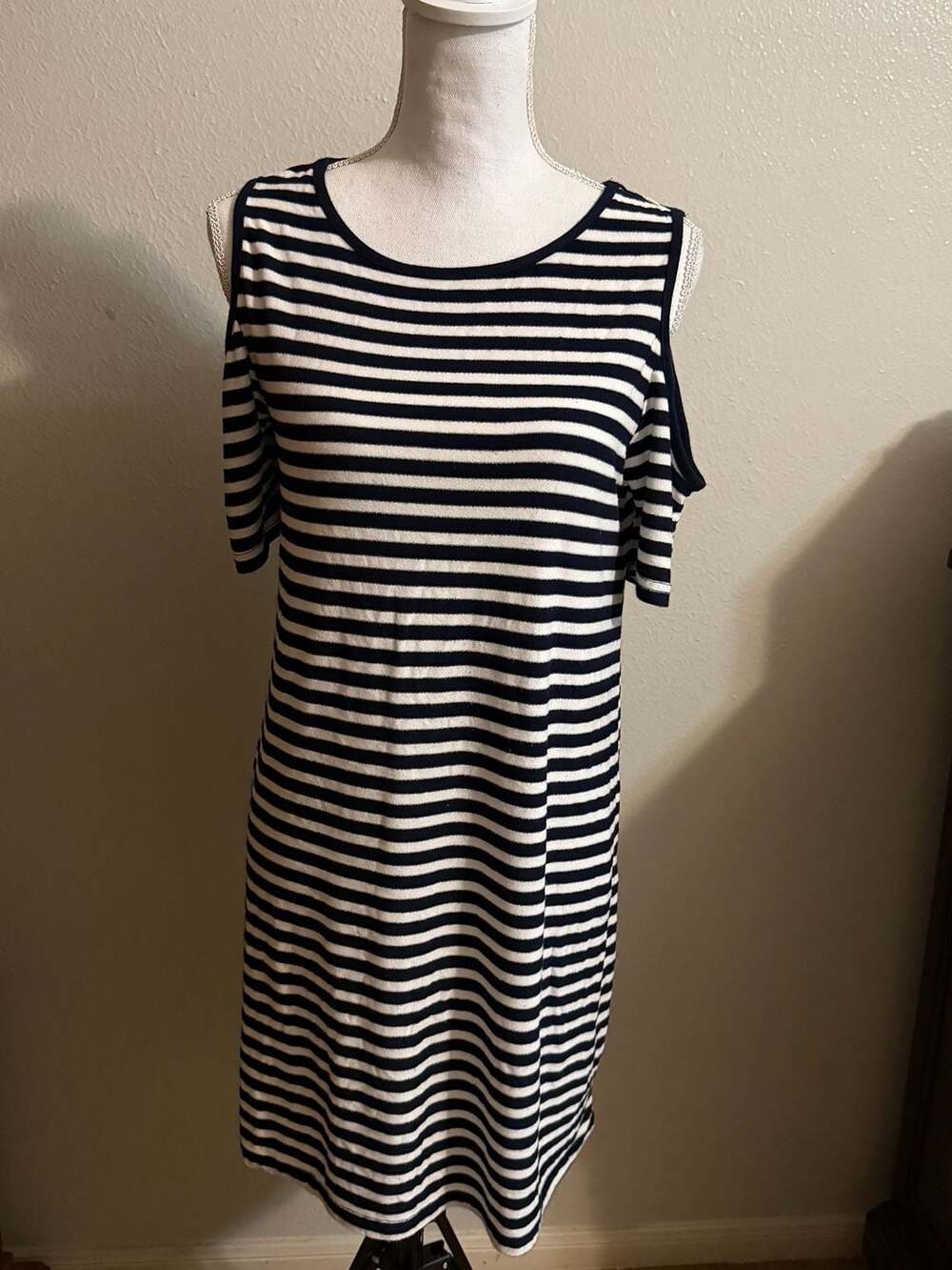 Cotton On Cold Shoulder Striped Dress Size S Navy White